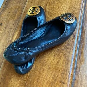 Tory Burch Claire Ballet Black Flats Size 8